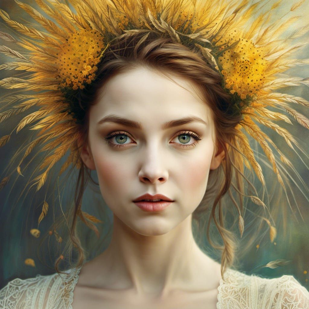Sun Spirit Portrait in Fantasy Art Style