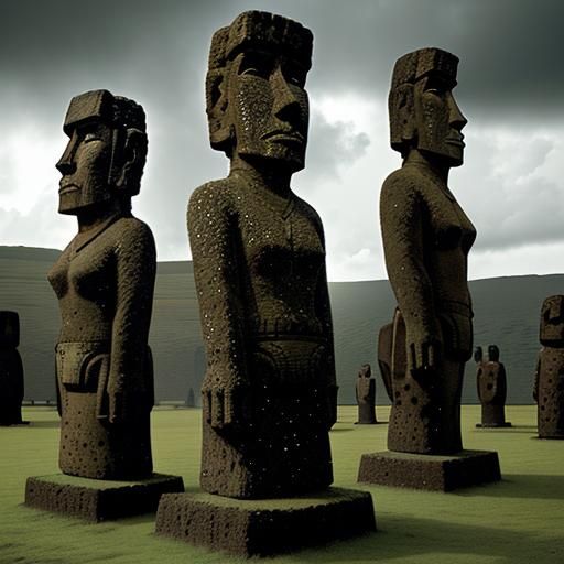 Giant Donuts and Moai Statues on Easter Island