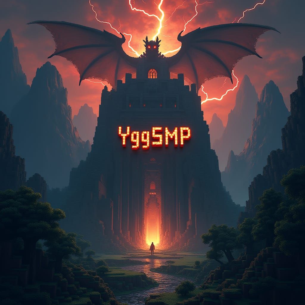 Mystical Norse Temple Rises in Dark, Pixelated Minecraft Lan...