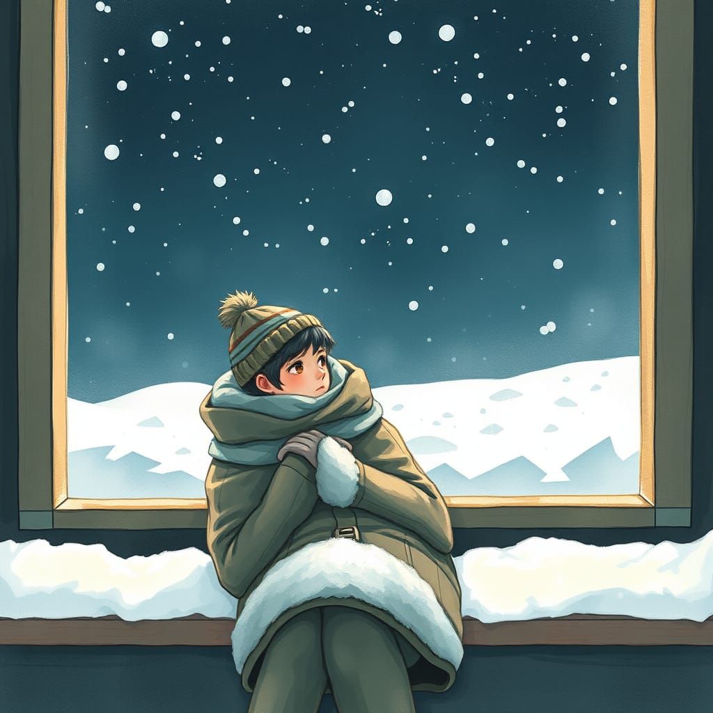 Winter Reflection: Warmth Amidst Snowy Serenity