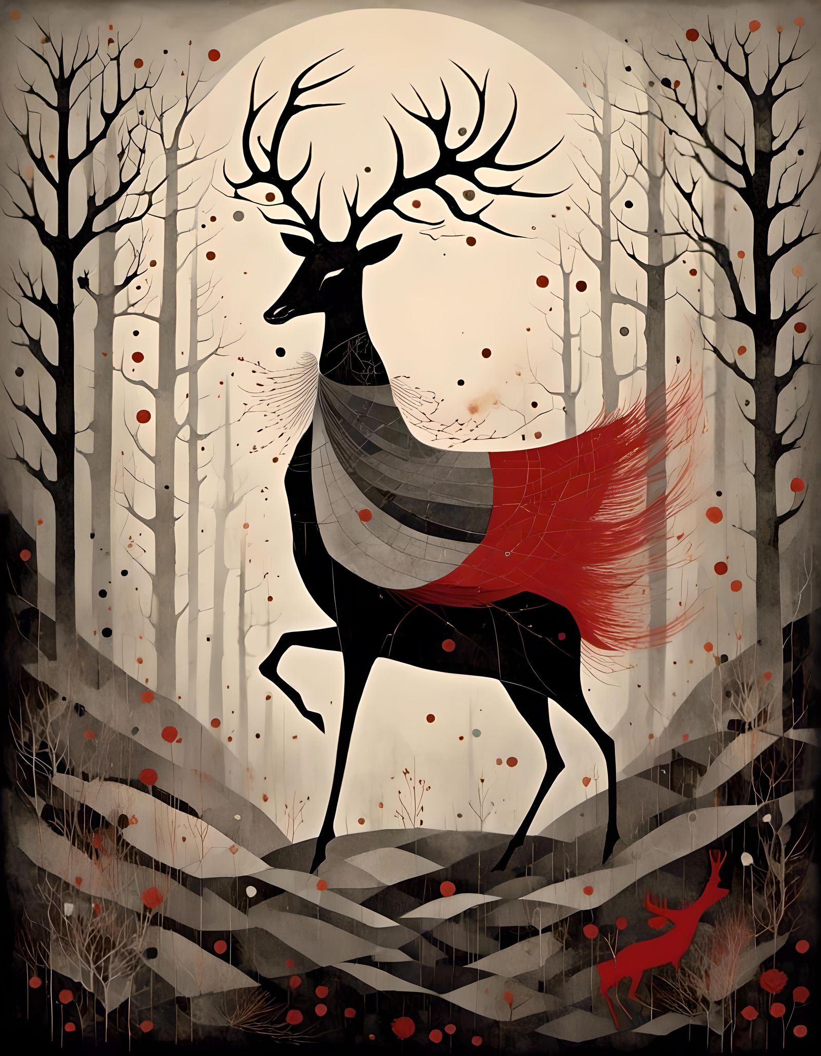 Gothic Shaman Woman's Dance in Grayscale