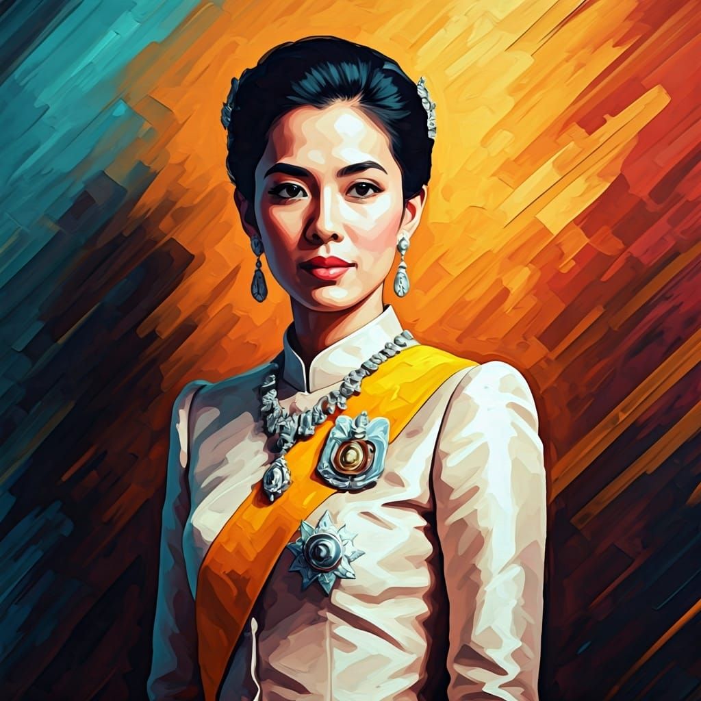 portrait of Queen Suthida of Thailand.