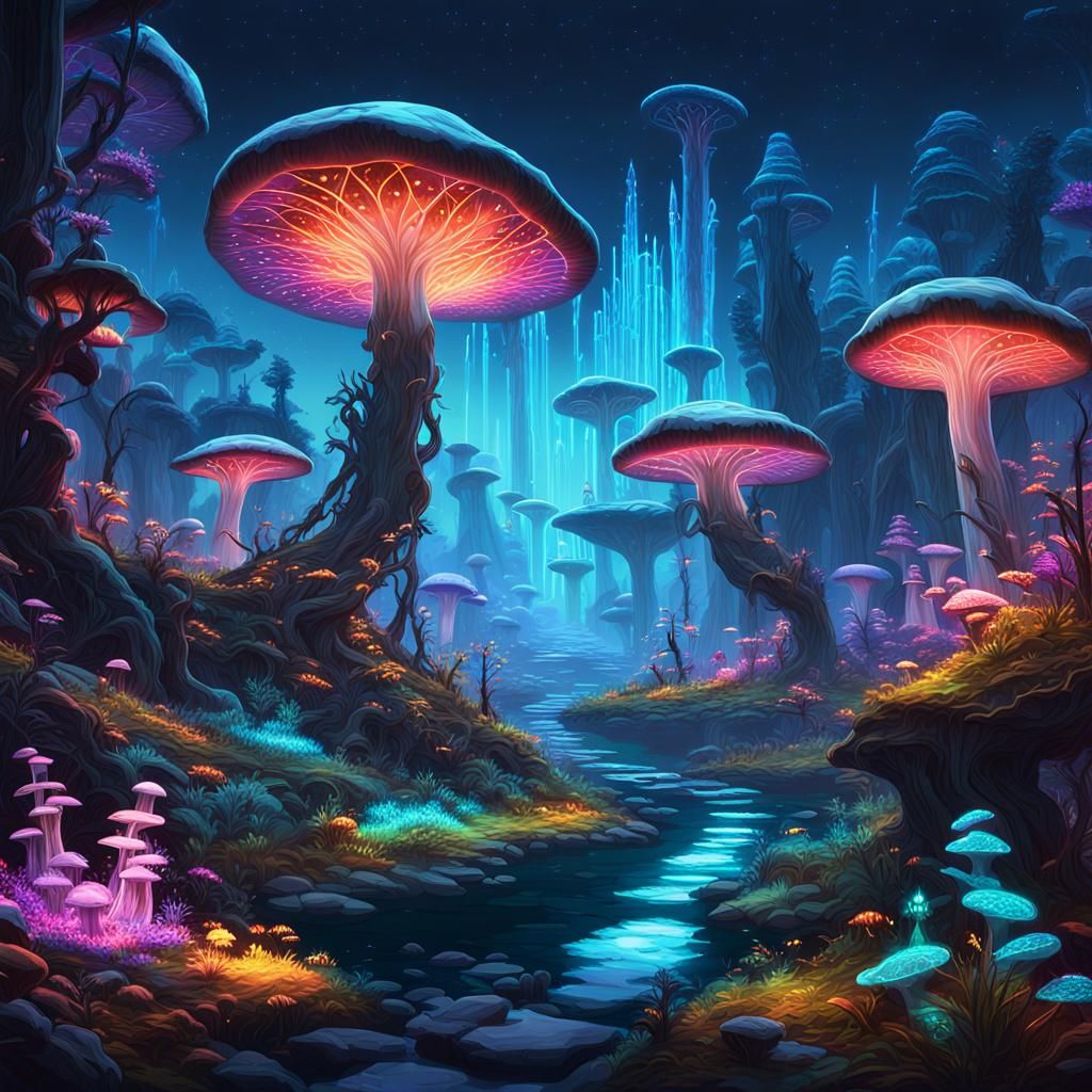 Bioluminescent Forest on Pandora at Night