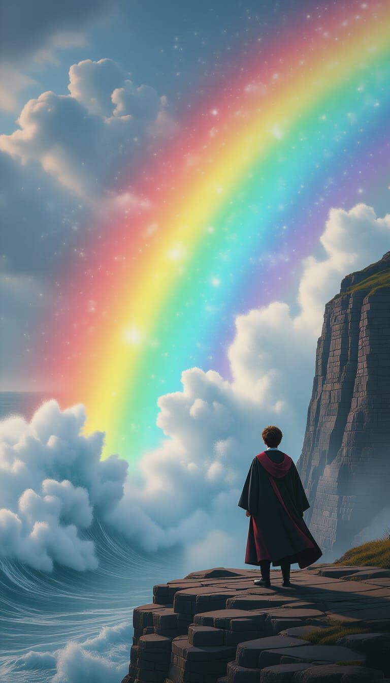 Harry Potter Faces a Rainbow Wave in Visionary Style