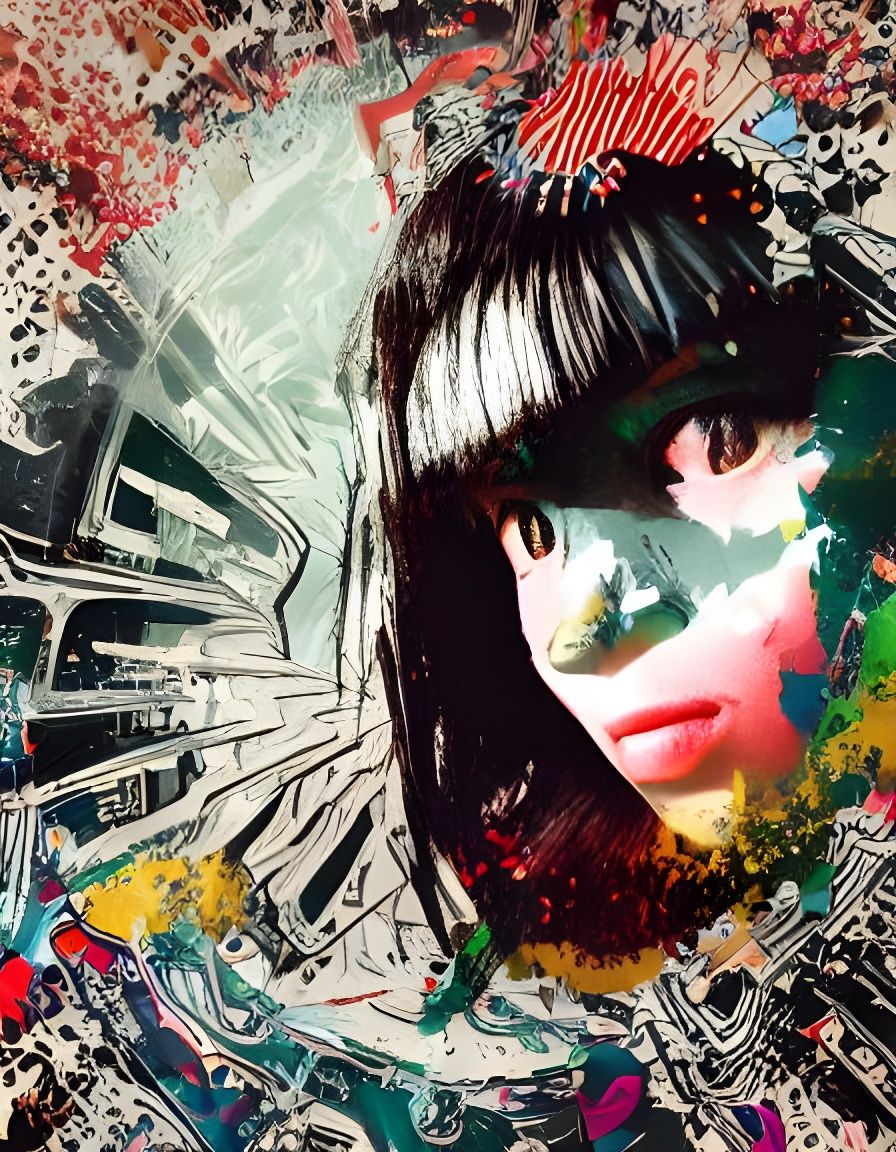 Hyperreal Double Exposure Girl with Fox