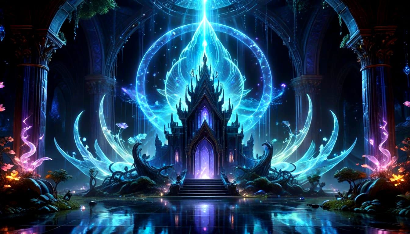 Opulent Astral Landscape in Ethereal Electric Style