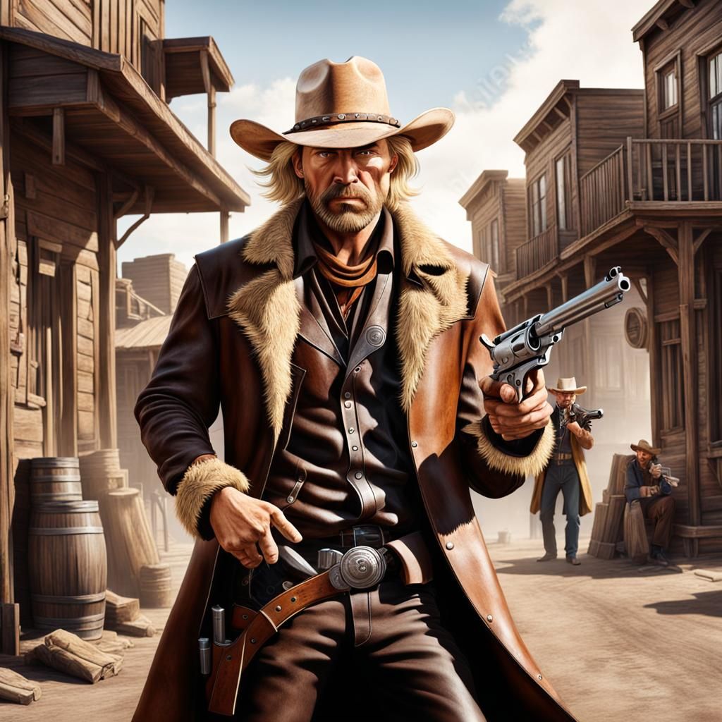 Cowboy Shootout in Wild West Town