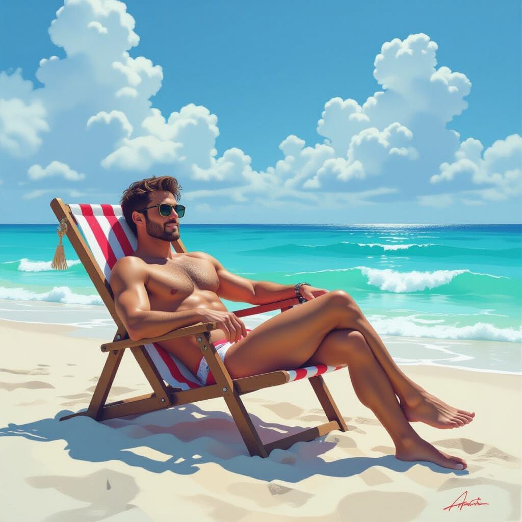 Man Lounging in Candyland-Colored Fantasy Landscape