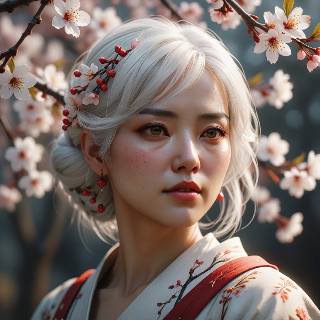 Female Portrait with Cherry Blossoms in Unreal Engine
