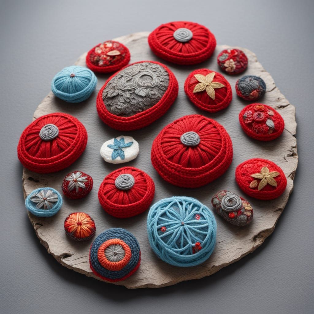 Yarn, Stones, and Red Ink in a Fantasy Scene