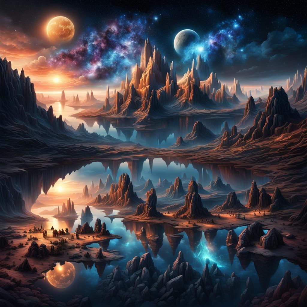 Epic Cinematic Star Reflections in Eternal Night