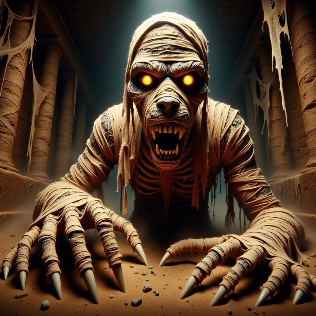 Ancient Mummy Guardian in Gothic Horror Style