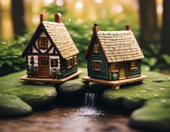 Whimsical Storybook Village Scene