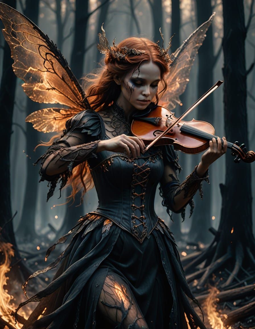 Ethereal Smoke Fairy Rising in Dark Fantasy Art