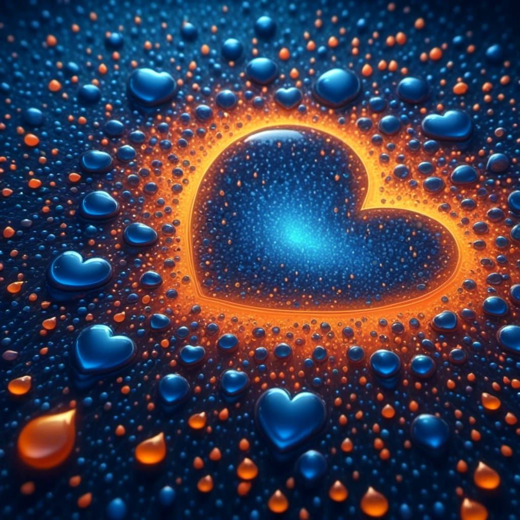 Heart-Shaped Raindrops in Detailed Fantasy Art