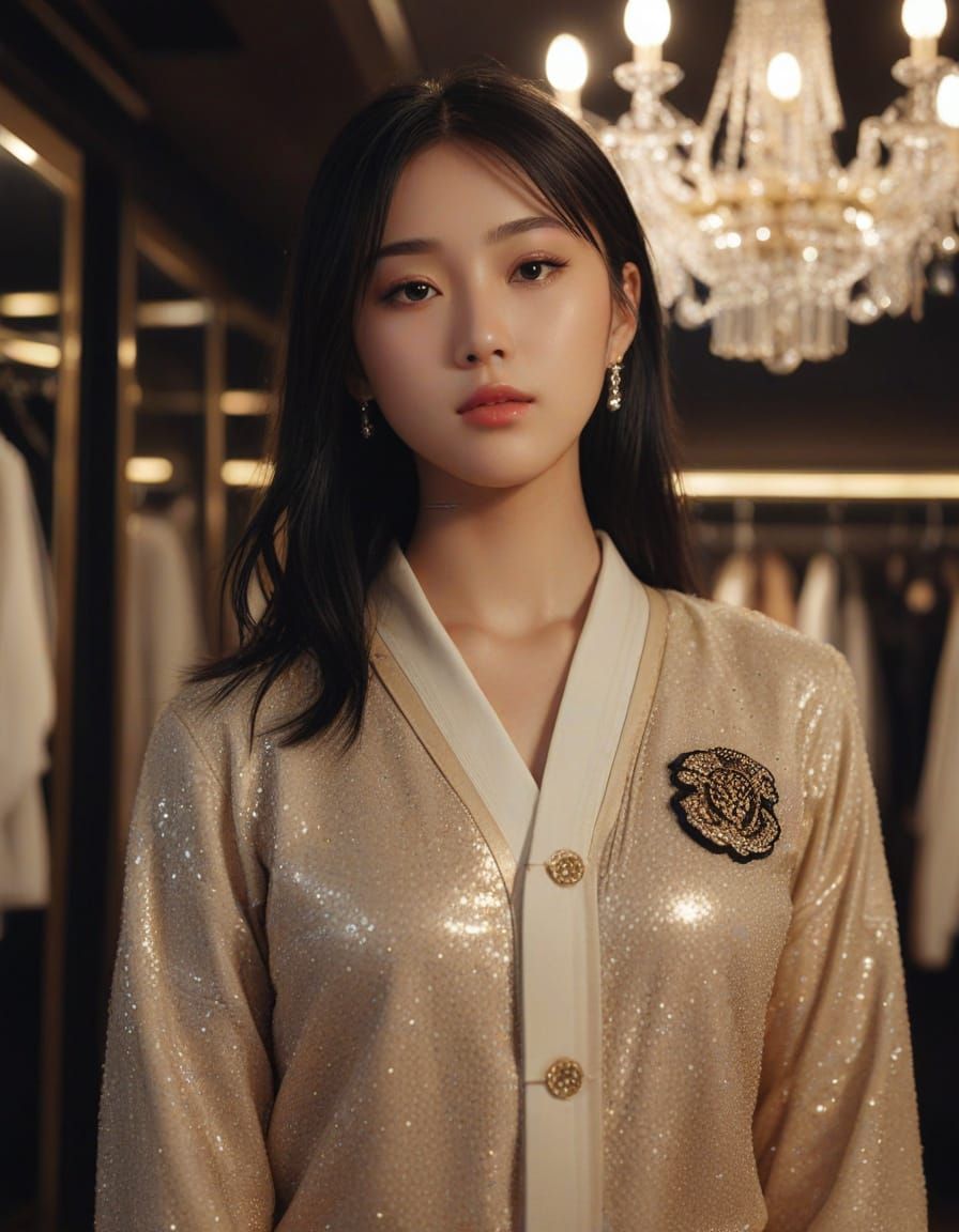 Cinematic Portrait of Japanese Girl in Dressing Room