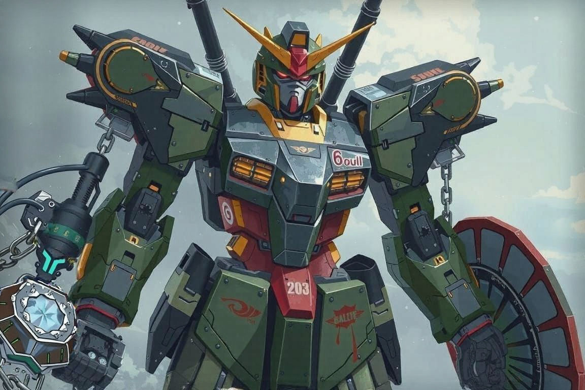 Gladiator Gundam Mobile Suit in Cel-Shaded Anime Style