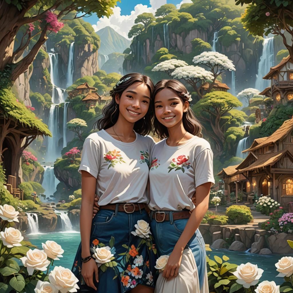 Waterfall Village: A Whimsical Fantasy Landscape