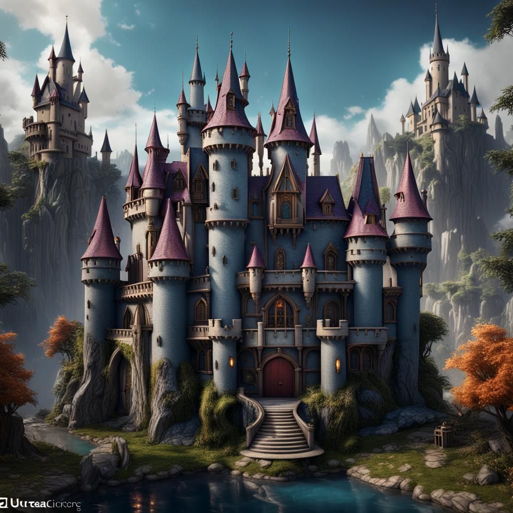 Fantasy Castle Dollhouse: Detailed Matte Painting