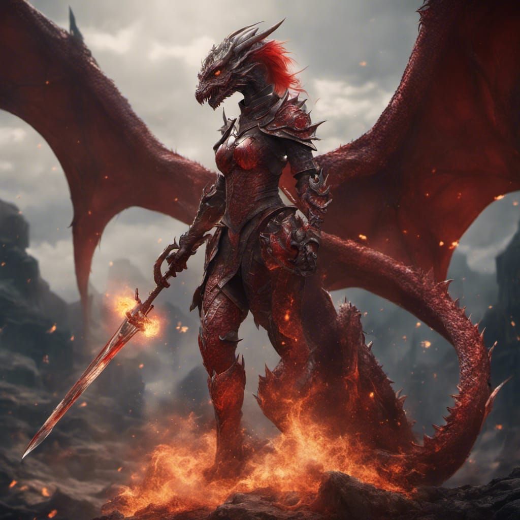 red draconian female knight