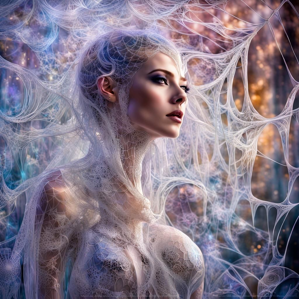 Crystal Spiderwoman in Dreamscape: Digital Art