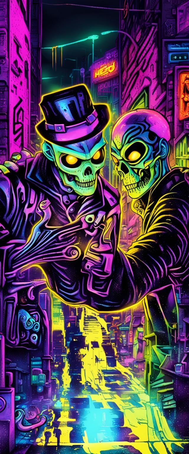 Steampunk Biomechanical Art in Neo-Noir Style