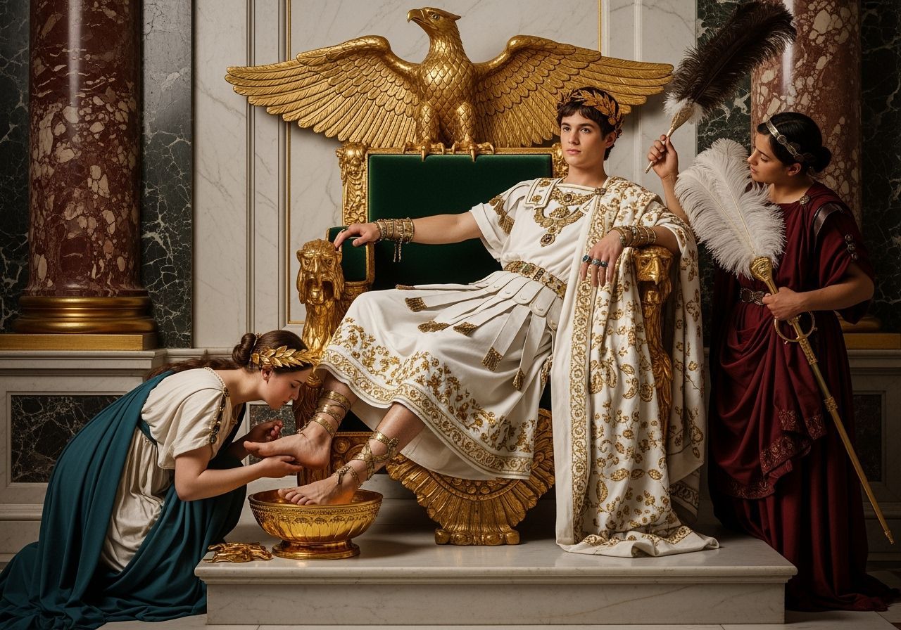 Young Emperor on Eagle Throne in Baroque Palace