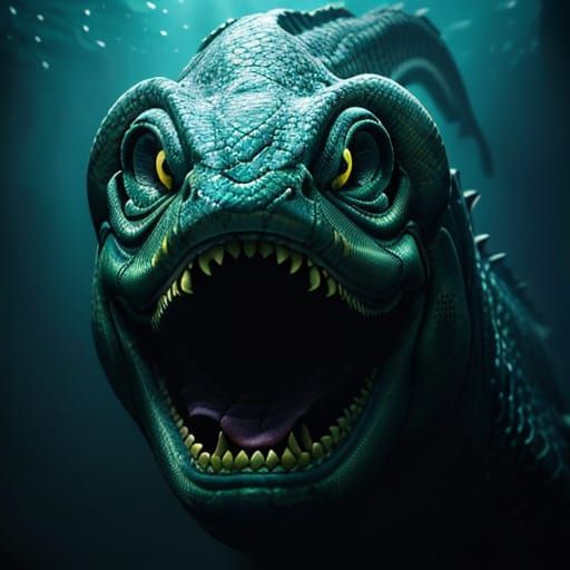 Gargantuan Moray Eel Sea Monster in Cinematic Closeup