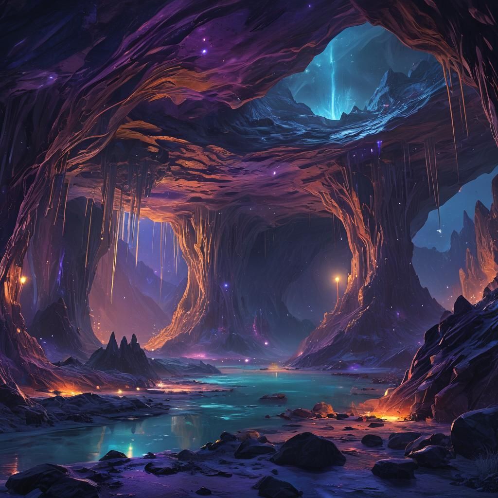 Alien Base Beneath Dulce Mountain in Oil Paint Style