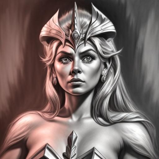 Hyperdetailed Charcoal Drawing of She-Ra