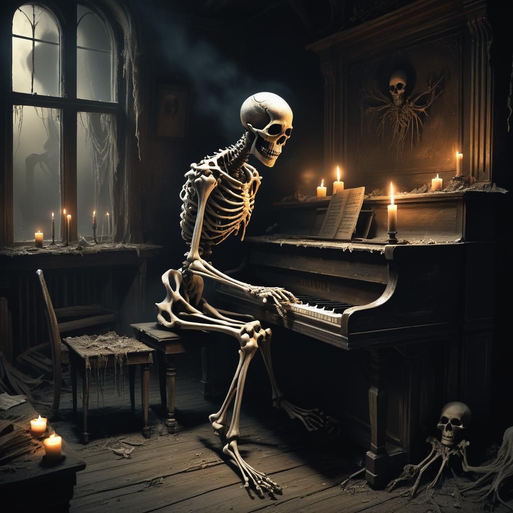 Skeletal Spirit's Eerie Piano Performance