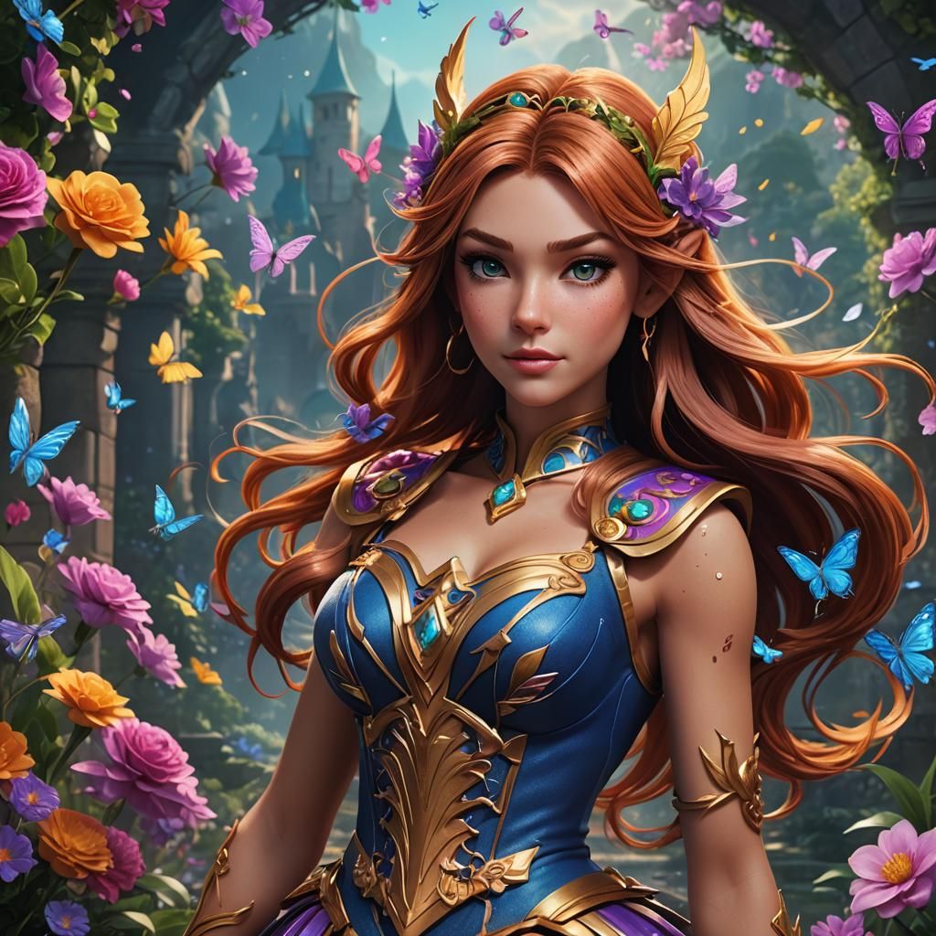Bloom from Winx Saga: Detailed Digital Portrait
