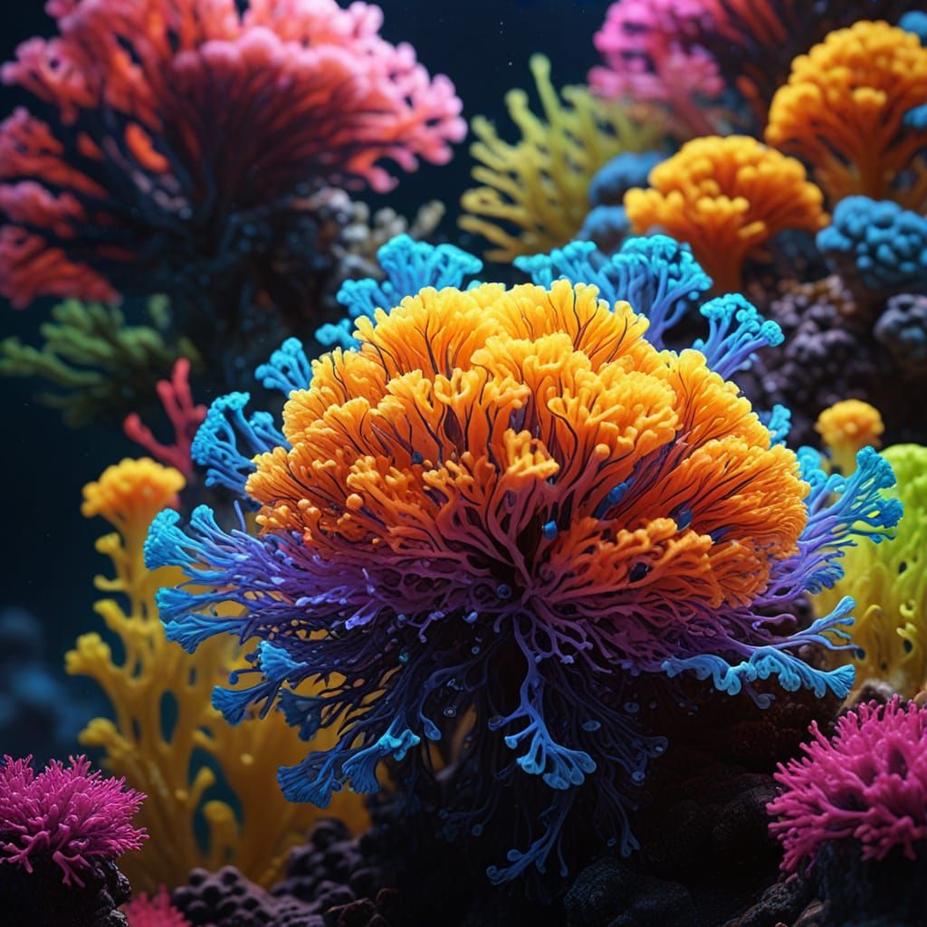 Vibrant Carnation Coral Underwater in Photorealistic Style