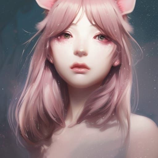 Kawaii E-Girl with Cat Ears Portrait