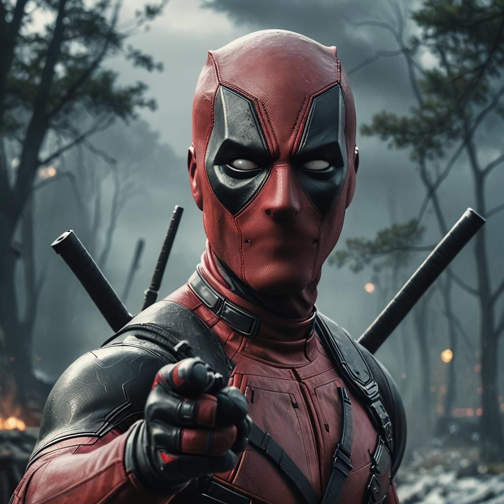 Deadpool Close-Up: Cinematic Film Still