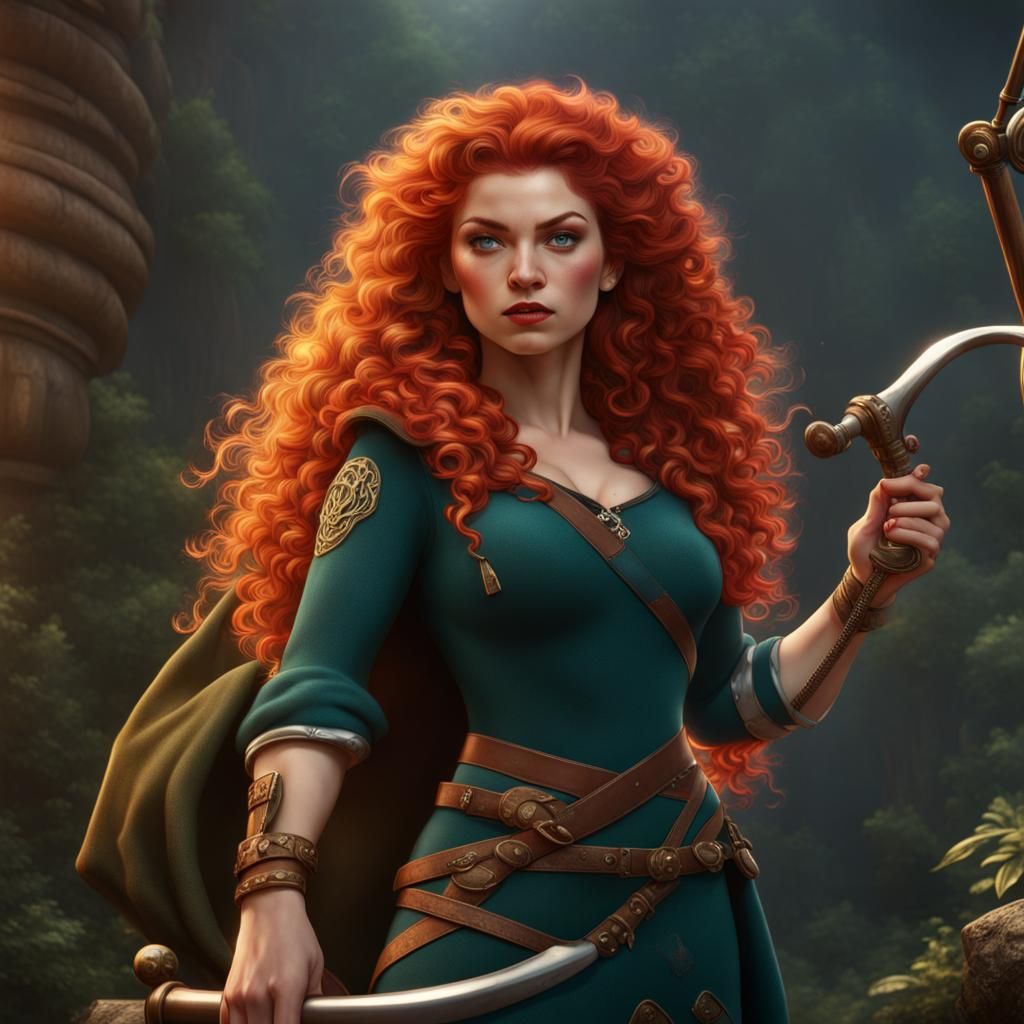 Hyperrealistic Merida Pinup in Detailed Matte Painting