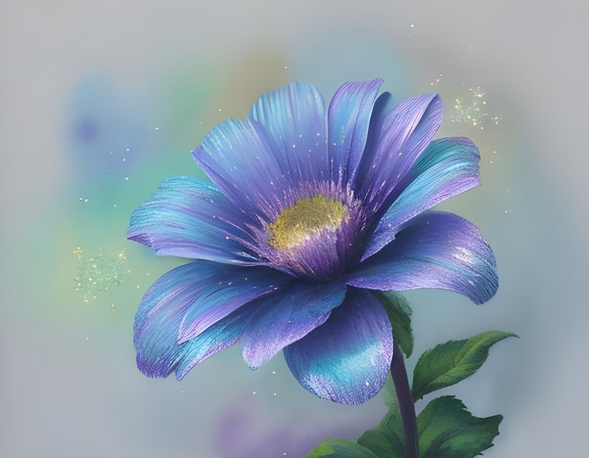 Iridescent Flower in Gritty Industrial Watercolour Style