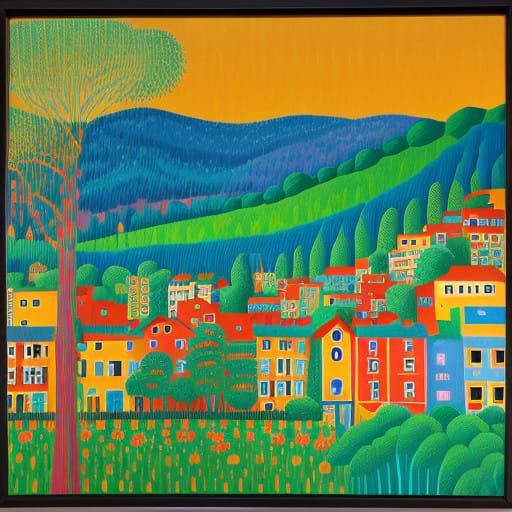 Vibrant Trommel in Whimsical Colorful Gouache Style