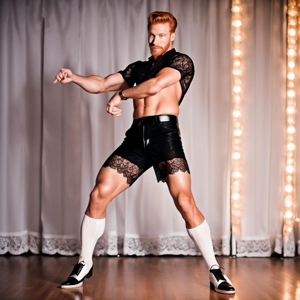 Male pin-up model dancing