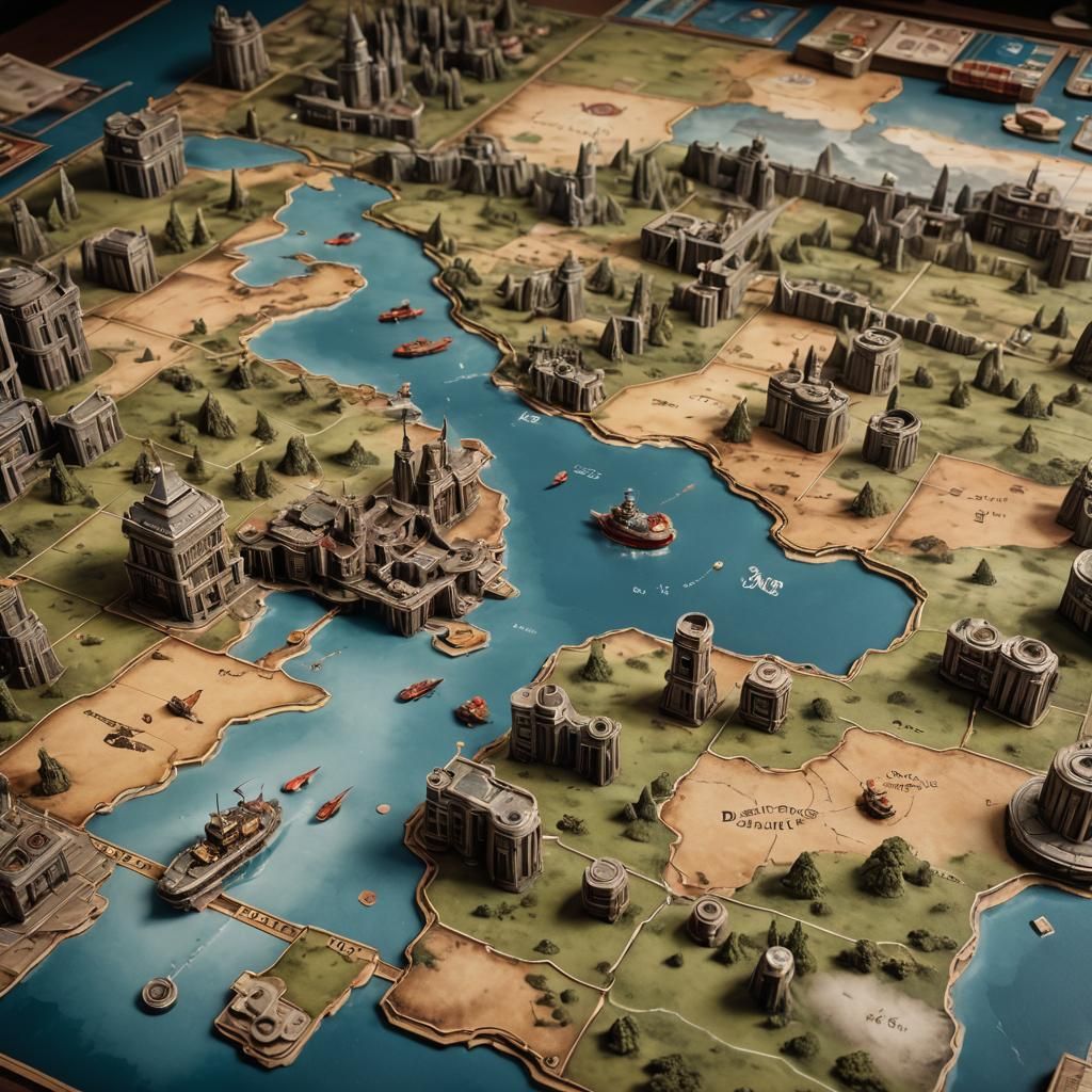 Detailed Matte Painting of Broadside Board Game
