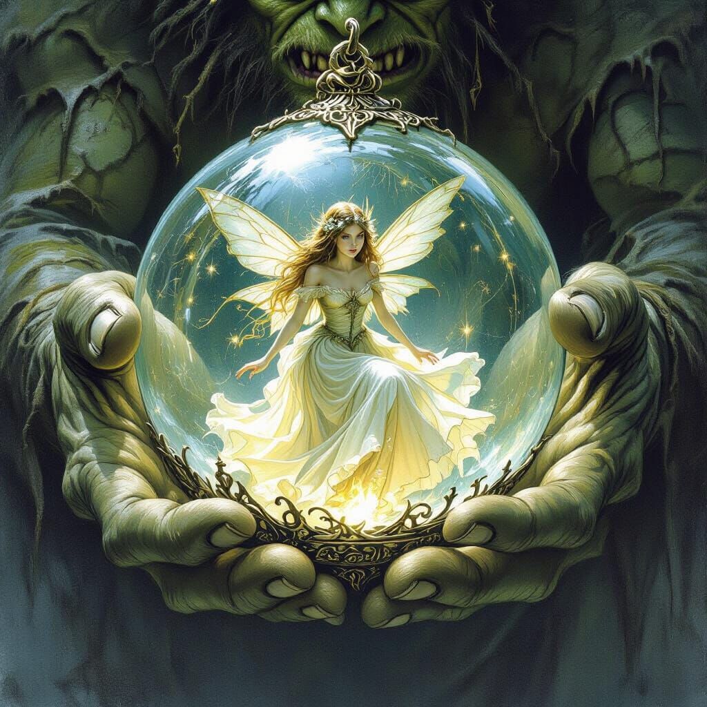 Fairy Held by Ogre in Glass Ball