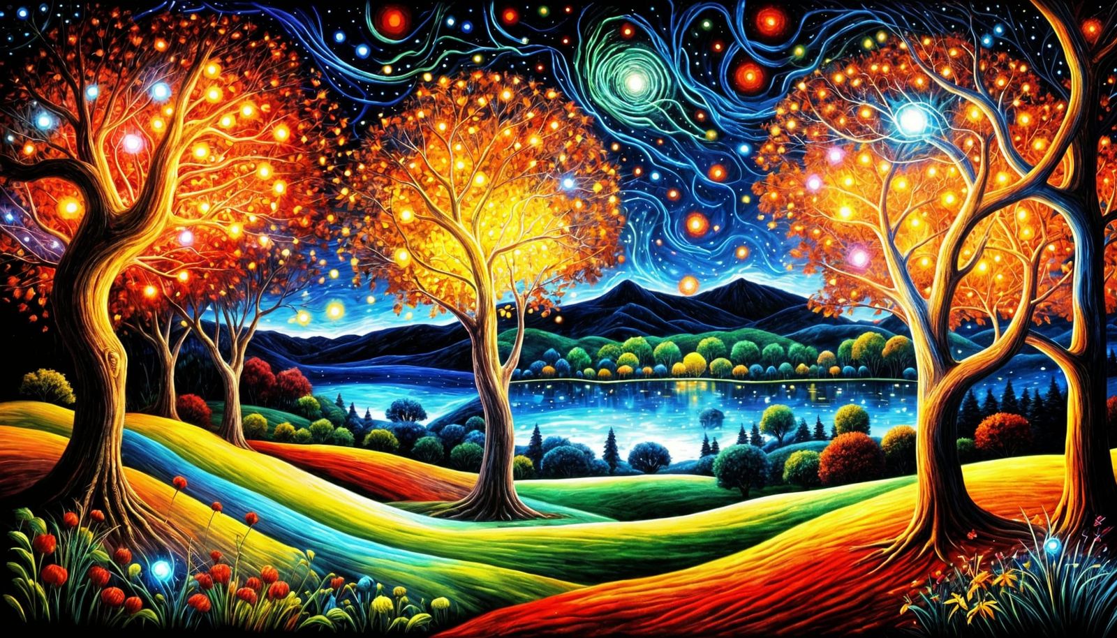 Fiber Optic Autumn Park Light Painting