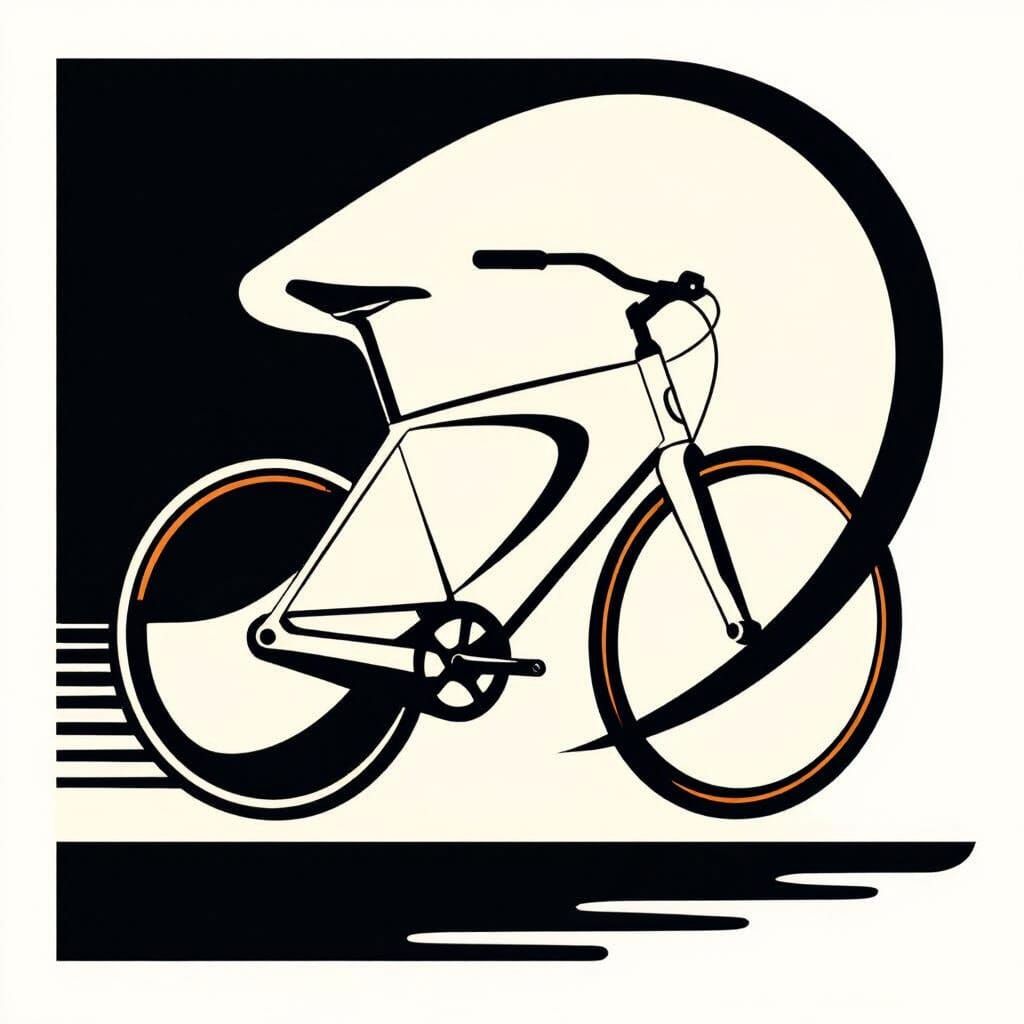Minimalist Bicycle Logo in Cream and Black