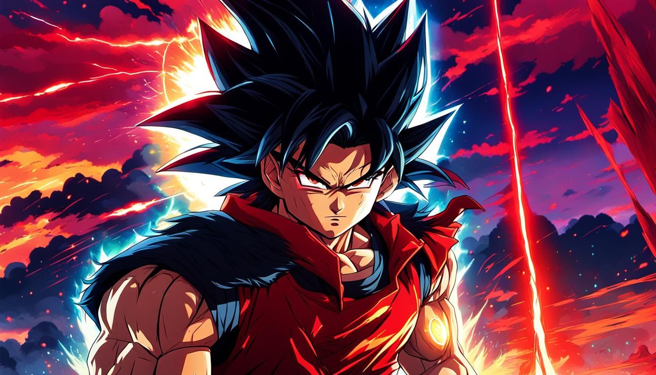 Heroic Super Saiyan Portrait in Manga Anime Style
