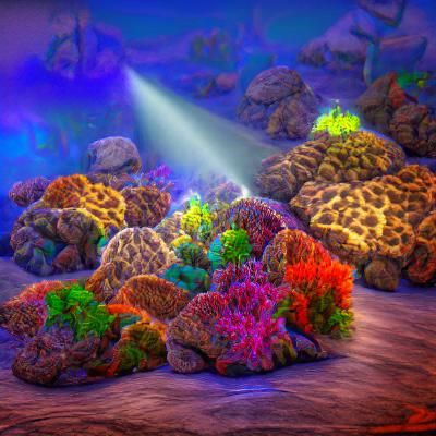 Colorful Coral Reef Ecosystem in Volumetric Lighting