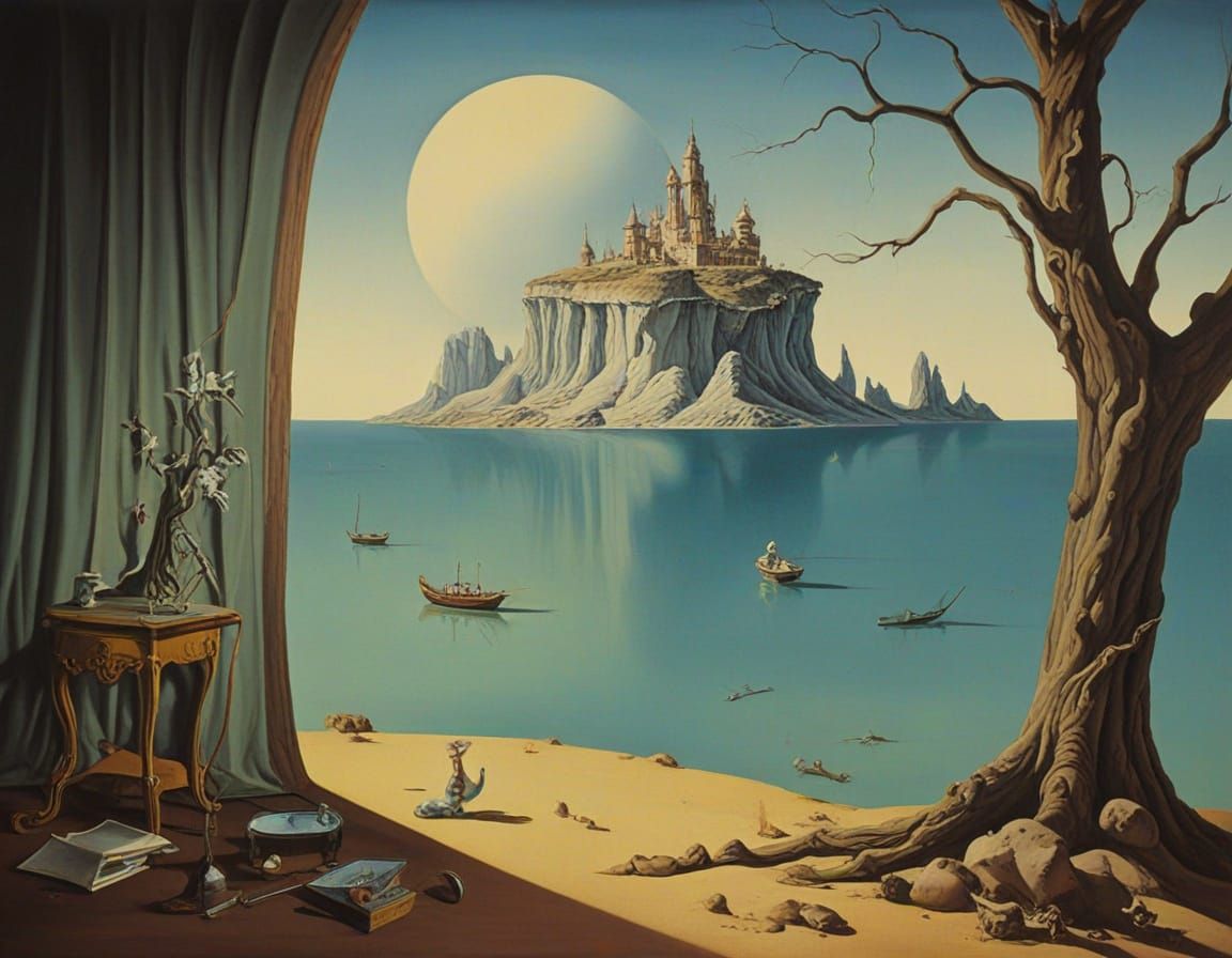 Surreal Castle in Abstract Salvador Dali Style