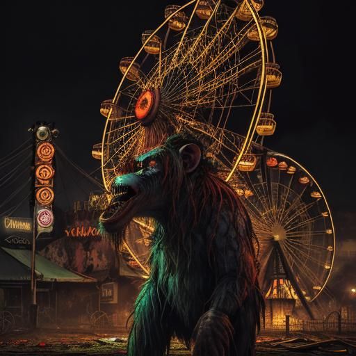 Surrealistic Carnival Abomination in Hyper-Realistic Digital...