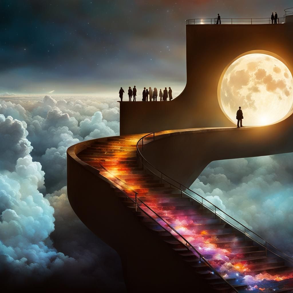 Infinite Stairway to Sky at Sunset