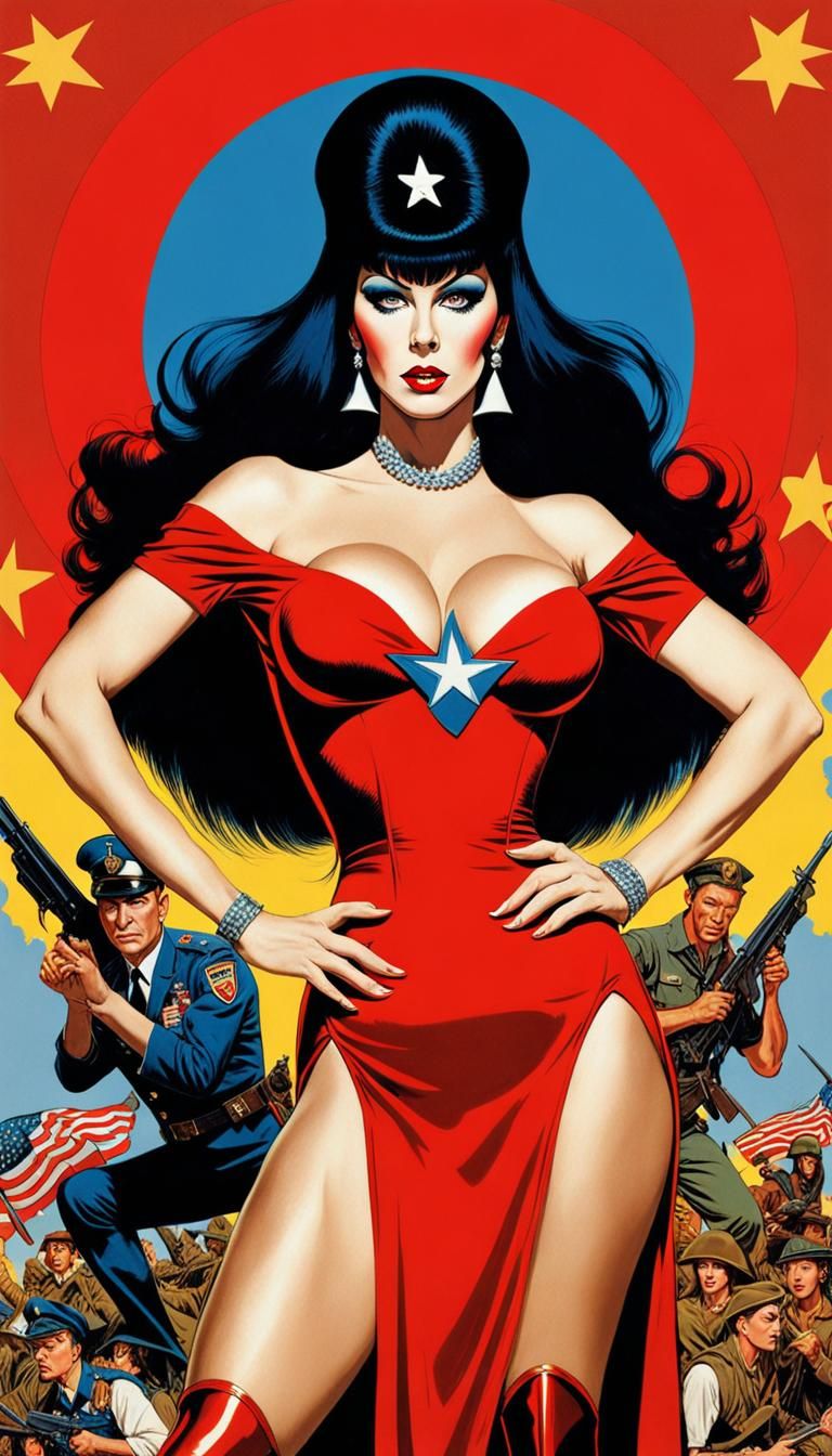 Elvira as patriotic world war 2 superhero