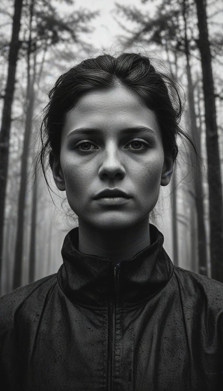 Surreal Double Exposure Portrait in Black and White